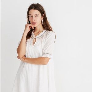 Madewell white smocked rainbow trapeze dress